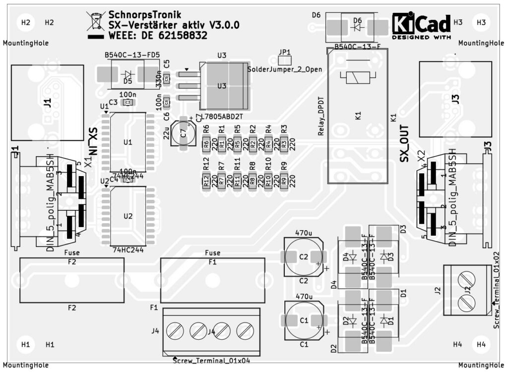 SX-Bus-Verstärker aktiv V03 - Bestückungsplan